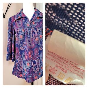 70'S GROOVY FLORAL PAISLEY FIT & FLARE TOP